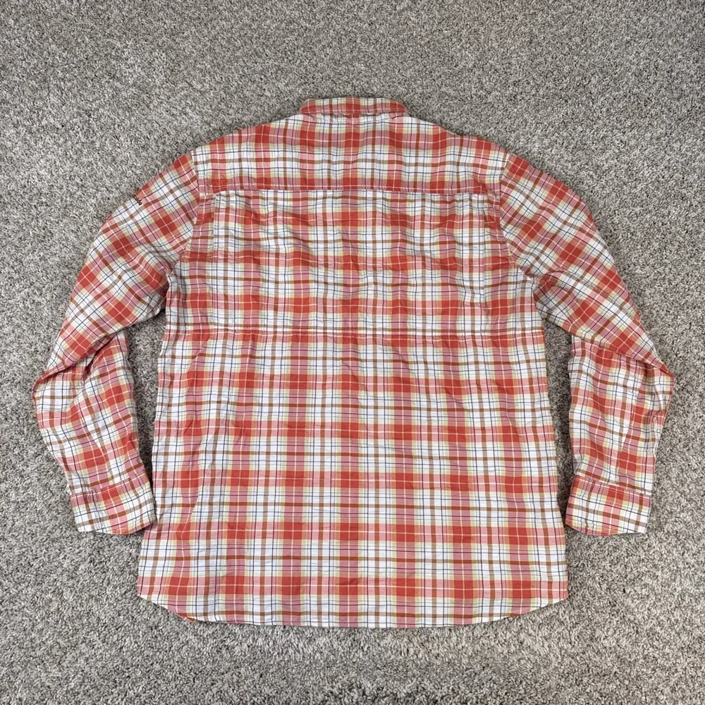Orvis Shirt Mens Medium Orange Plaid‎ Active Fit Ventilated Fishing Button Down